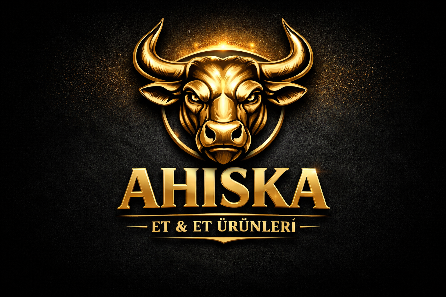 Ahıska Et & Kasap Premium Logo - Altın Boğa Başı Logosu