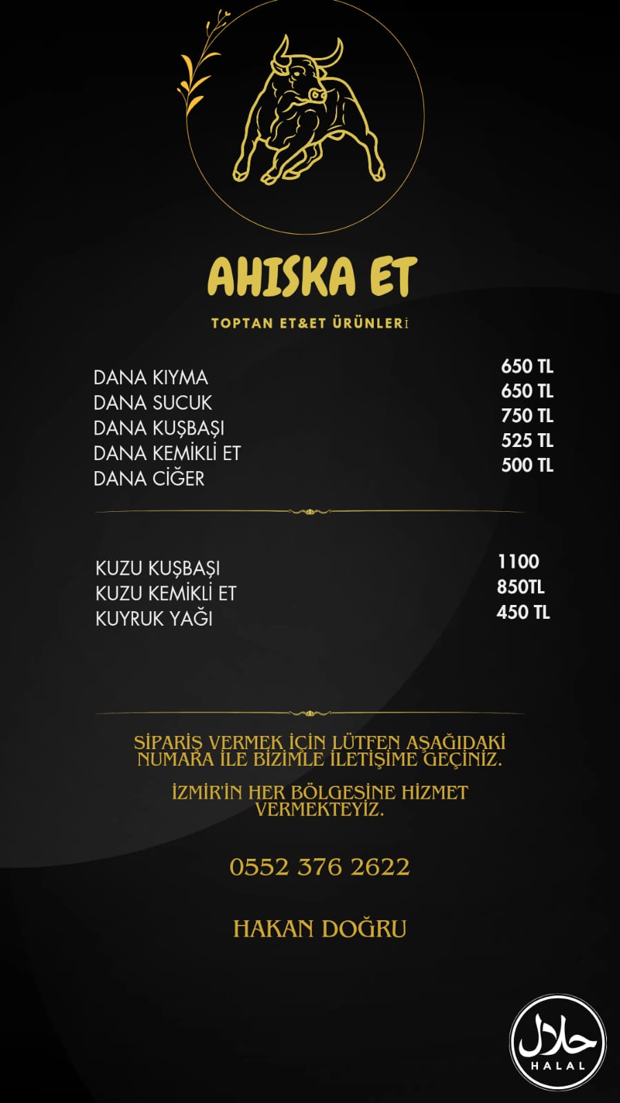 Ahıska Et & Kasap Fiyat Listesi - Dana ve Kuzu Et Fiyatları İzmir